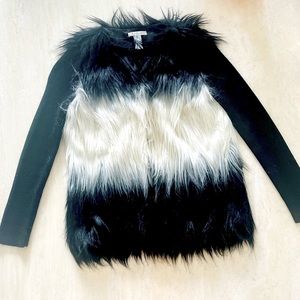 FUR SWEATER JACKETBLACK/WHITE